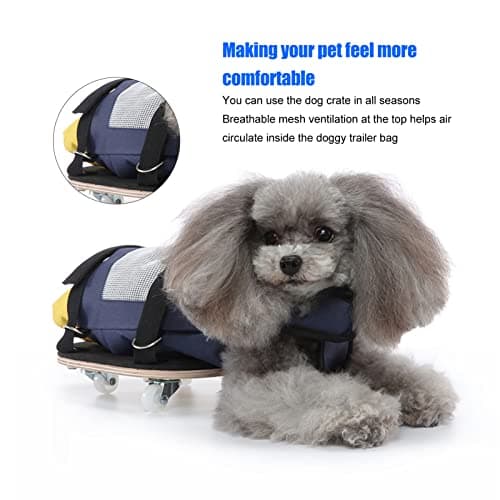 Zerodis Dog Drag Bag: Oxford Cloth Wheelchair for Small Dogs and Cats (2-3.5kg/4.4-7.7lb)
