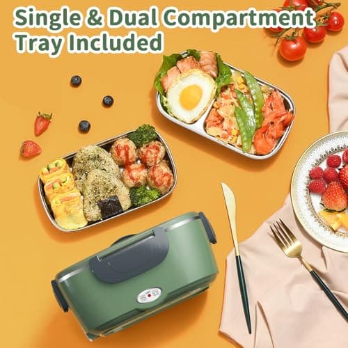 100W 3-IN-1 Heated Lunch Box for Adults, Portable Fast Heating Food Warmer, 1.5L for Car Truck Office Home Travel
