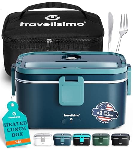 XL Heated Lunch Box 1.8L for Men, 80W Portable Work Warmer — Dark Blue