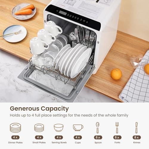 Portable HAVA Dishwasher, 6 Programs, 5L Water Tank, Air-Drying, Baby Safe