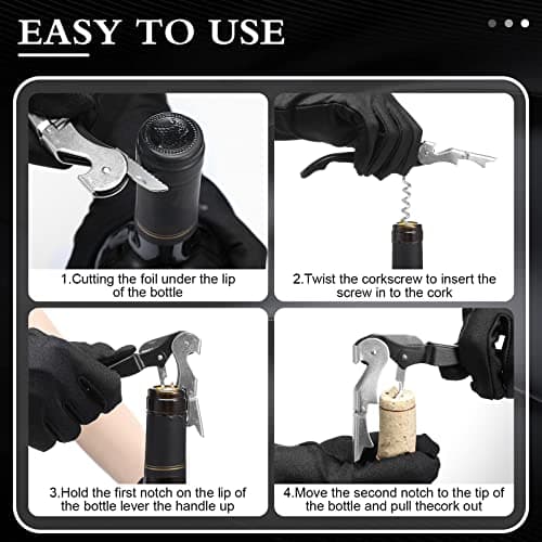 Black 100 Pack Heavy Duty Waiter's Corkscrew with Foil Cutter Wine Opener