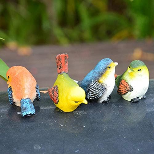 Zerodis Resin Bird Figurines, Pack of 4, Mini Garden Yard Art