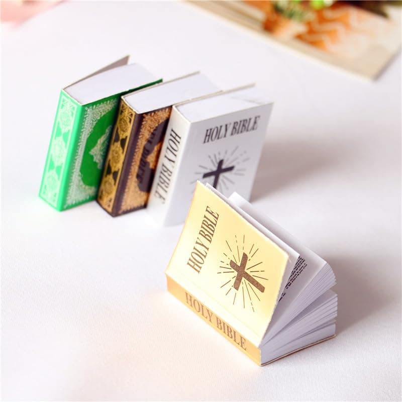 Zerodis Miniature Bible Set: 1:12 Scale Dollhouse Accessories (Includes 5 Bibles + 2 Qurans)