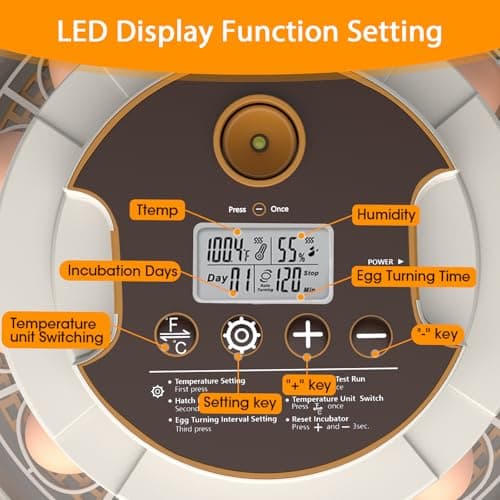18-Egg Automatic Turning Incubator with Humidity Control and LED Display