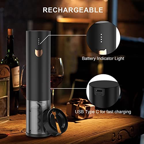 Rechargeable Cordless Electric Wine Opener with Aerator & Foil Cutter