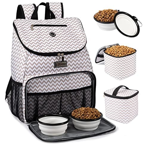 BAGLHER Airline Approved Dog Travel Backpack with Bowls and Food Baskets, Gray — BLW-A