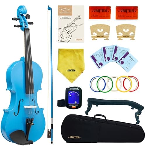 Spruce and Maple Solid Wood Violin Outfit for Beginners - Craft Your Perfect Sound — Blue