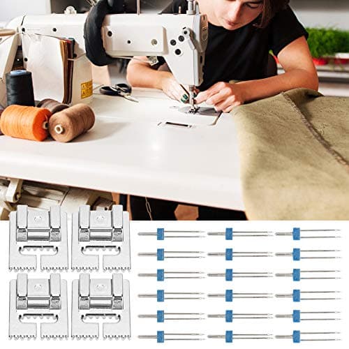 Double Needles Pins & Presser Foot Set for Sewing Machine