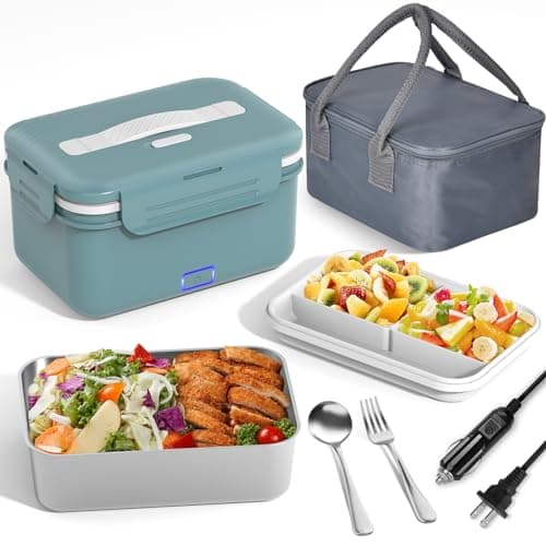 Vabaso 80W Portable Electric Lunch Box for Adults – 1.5L Stainless Steel Food Warmer for Work, Men, Car, and Truck — Canal Blue