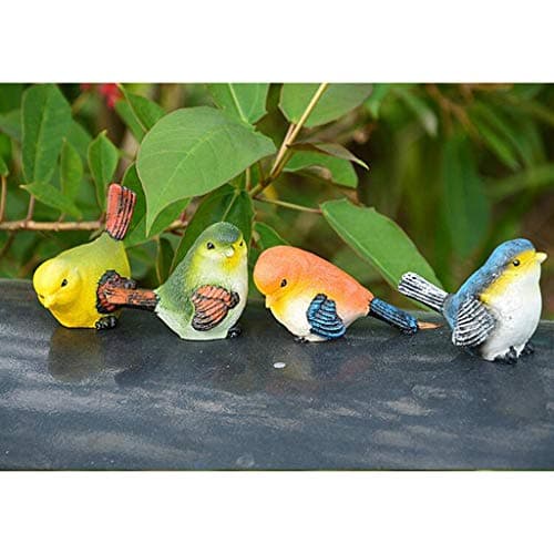 Zerodis Resin Bird Figurines, Pack of 4, Mini Garden Yard Art