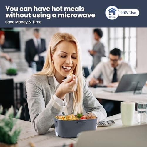 100W Electric Heated Lunch Box for Adults with 2 Stainless Steel Bins (1.5L)