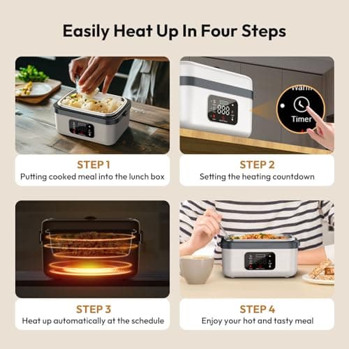Cordless Rechargeable Self-Heating Lunch Box, 1L Insulated Travel Warmer for Men Women