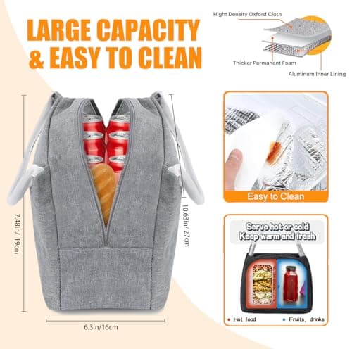 1L Rechargeable Heated Lunch Box with Cutlery & Insulated Bag for Travel, Picnic, Camping
