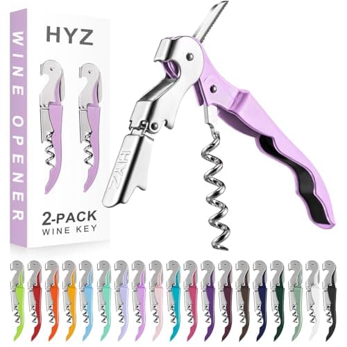HYZ 2-Pack Pink Wine Opener with Foil Cutter — Light Purple