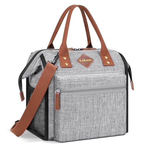 LOKASS Insulated Lunch Bag, Durable Nylon Snacks Organizer, Grey — Grey - Leakproof Version