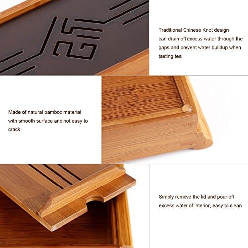 Traditional Chinese Tea Tray with Drainage 14.96 x 5.28 x 1.49inch