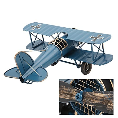 Retro Blue Vintage Airplane Model for Home Decor and Photo Props