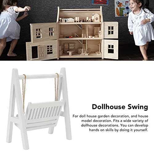Exquisite Birch Wood Porch Swing for 1:12 Dollhouse Garden