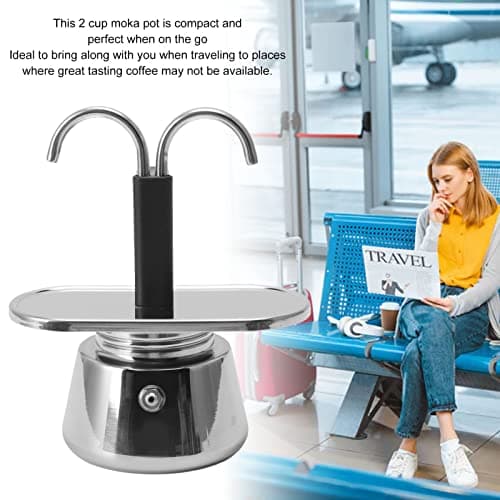 Zerodis Mini 2 Cups Italian Stovetop Espresso Pot Silver
