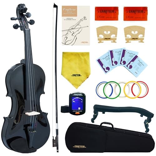 Spruce and Maple Solid Wood Violin Outfit for Beginners - Craft Your Perfect Sound — Black