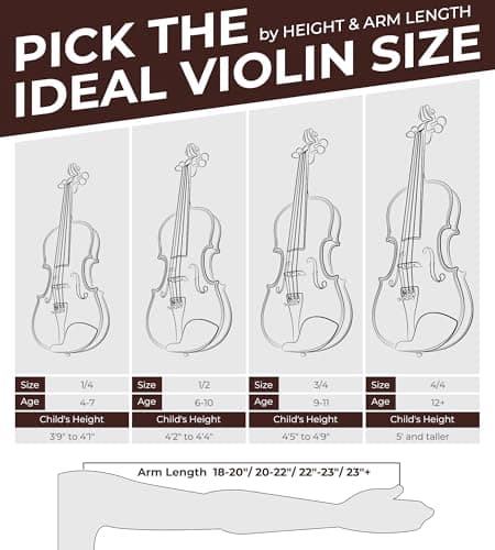 Vangoa 1/2 Size Acoustic Violin Kit for Beginners