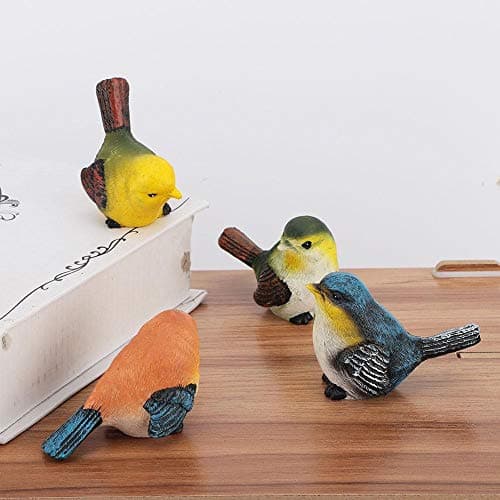 Zerodis Resin Bird Figurines, Pack of 4, Mini Garden Yard Art