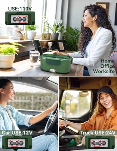 Fast Heating Adult Lunch Box, 2 x 1.5L Stainless Steel Containers, Portable Car/Truck Warmer for Long Work Trips
