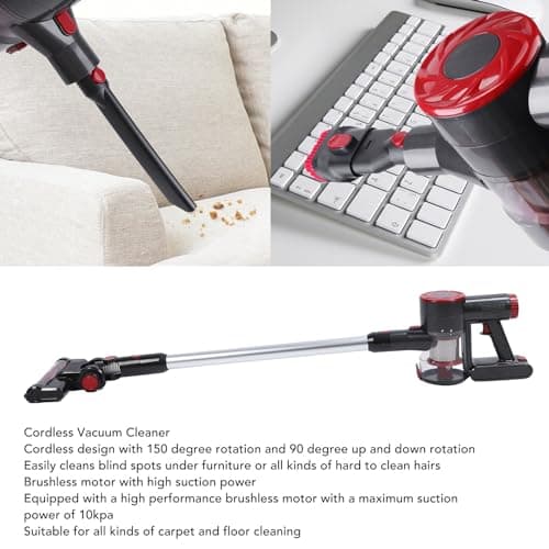 Zerodis 10Kpa Cordless Stick Vacuum 150W Brushless Motor Handheld Vacuum Cleaner