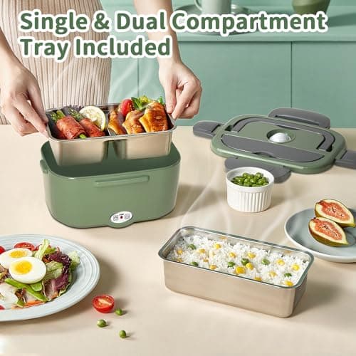 100W 3-IN-1 Heated Lunch Box for Adults, Portable Fast Heating Food Warmer, 1.5L for Car Truck Office Home Travel