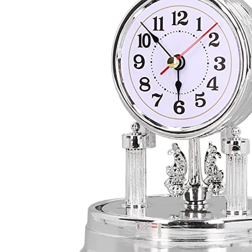 European Rotating Desk Clock with Bell Jar for Living Room & Office