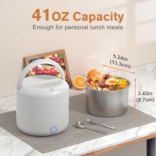 Elephant Gifts 41oz 12V Heated Lunch Box for Adults White