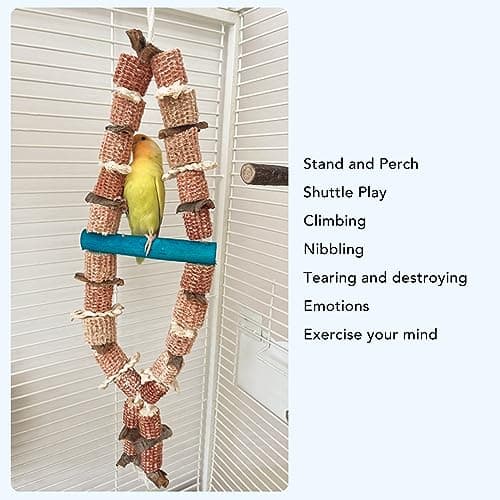 Zerodis Hanging Chew Toy for Macaws, African Grey & Other Birds with Hooks