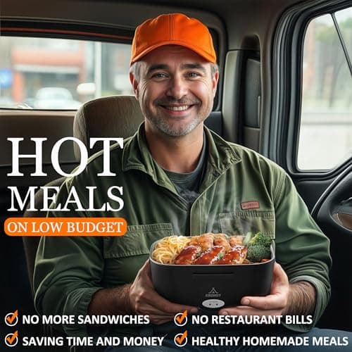 80W Heated Lunch Box for Adults, 1.5L Food Warmer Car/Truck/Office