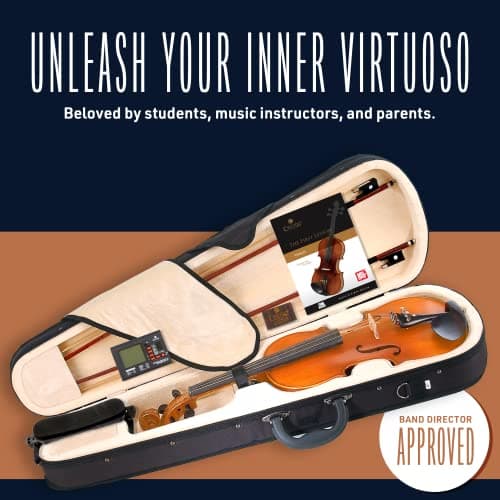 CVN-300 Solidwood Ebony 3/4 Size Violin with D'Addario Strings