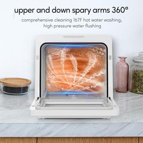 Mini Portable Countertop Dishwasher, 5L Water Tank, No Hookup Needed, Baby & Air-Drying Friendly