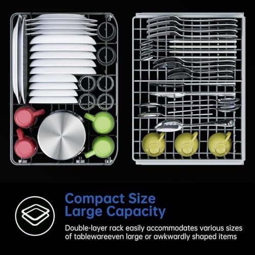AIRMSEN Portable 5L Water Tank Dishwasher, 2-Level Rack, 3-Spray Arms, 12H Delay Start, White