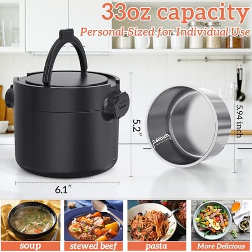 100W Portable Electric Lunch Warmer 33oz Leak-proof for Work and Travel