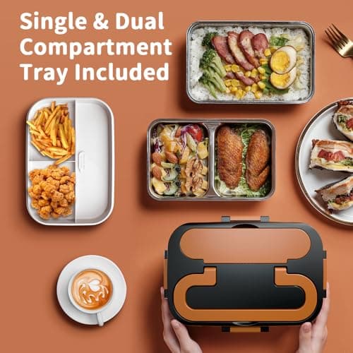 100W 3-IN-1 Heated Lunch Box for Adults, Portable 1.8L Food Warmer