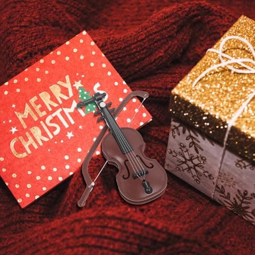 BESPORTBLE 1/12 Scale Mini Violin and Bow Set for Dollhouse Decoration