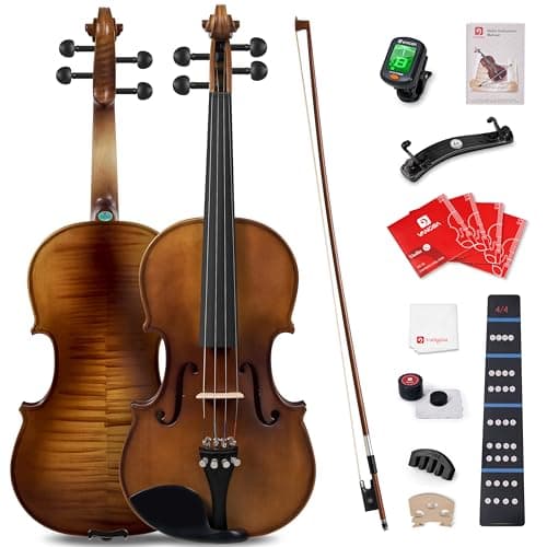 Vangoa 1/2 Size Acoustic Violin Kit for Beginners — Brown