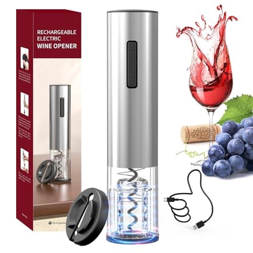 Circle Joy Battery-Powered Electric Wine Opener — Rechargeable - Silver