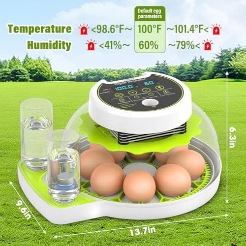 Automatic Egg Turner Chicken Incubator with Humidity Control, Holds 8 Eggs