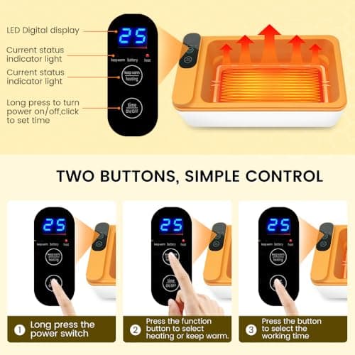 Battery-Powered Heated Lunch Box, 1L Adjustable Heating Time, Insulated Bag Included