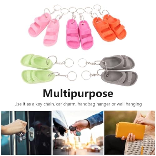 Zerodis Mini Sandal Keychains, 5 Pairs Flip Flop Key Rings for Handbags & Purses