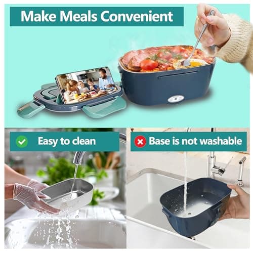 Portable Electric Lunch Box for Adults - 80W Stainless Steel Warmer for Office/Car/Truck