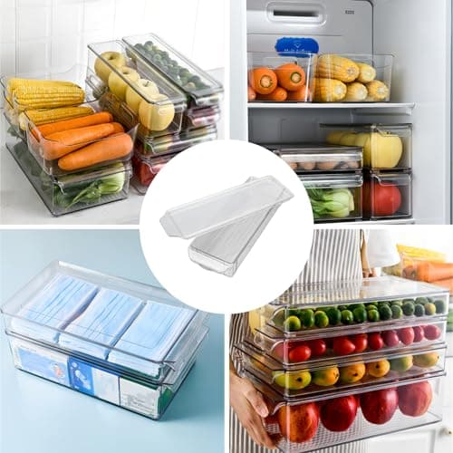 Zerodis Fridge Organizers with Lid, Clear Plastic Storage Bins for Fridge Cabinet Kitchen