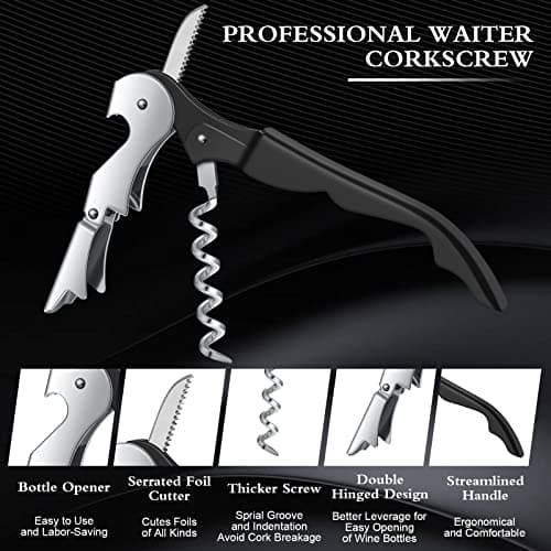 Black 100 Pack Heavy Duty Waiter's Corkscrew with Foil Cutter Wine Opener