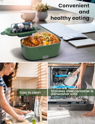 Fast Heating Adult Lunch Box, 2 x 1.5L Stainless Steel Containers, Portable Car/Truck Warmer for Long Work Trips