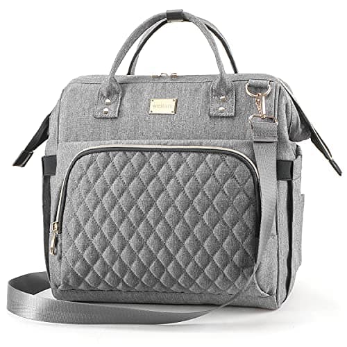 Weitars Insulated Lunch Bag for Women Wide-Open Pockets Adjustable Strap — Gray