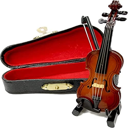 Miniature Wooden Violin with Stand & Case, Perfect Photo Prop